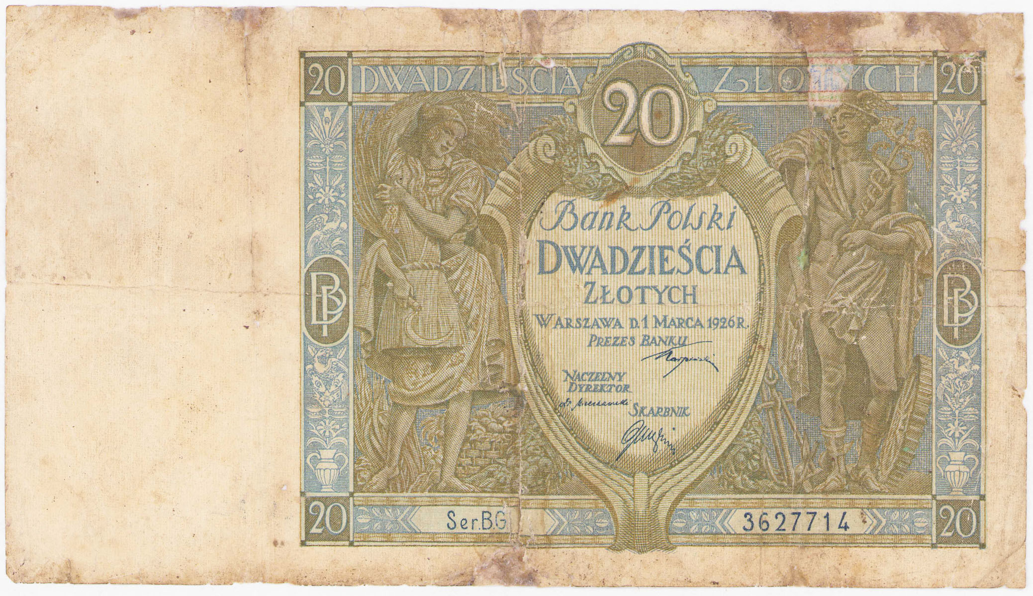 20 złotych 1926, seria BG - RZADKOŚĆ R7